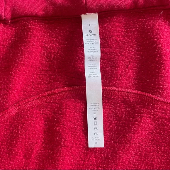 Lululemon Scuba Hoodie Sweater Light Cotton Fleece Womens Size 6 Red Zip Up Cozy - Picture 16 of 16
